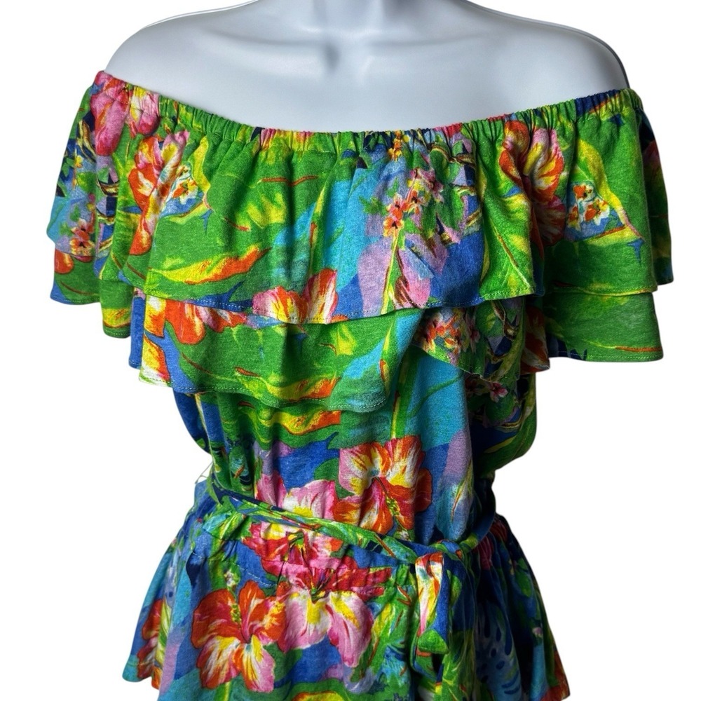 Lauren Ralph Lauren Floral Jersey Knit Off The Shoulder Blouse Resort Travel‎ M - Picture 3 of 11